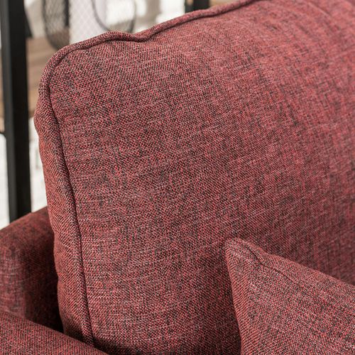 Canapé 2 Places Rouge Chiné - Dos Droit Split