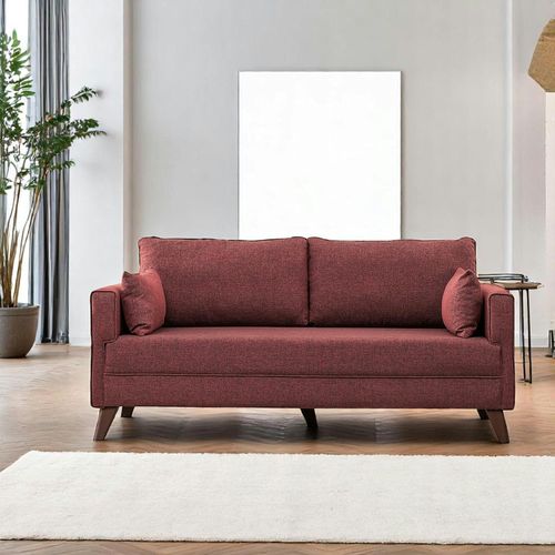 Canapé 2 Places Rouge Chiné - Dos Droit Split