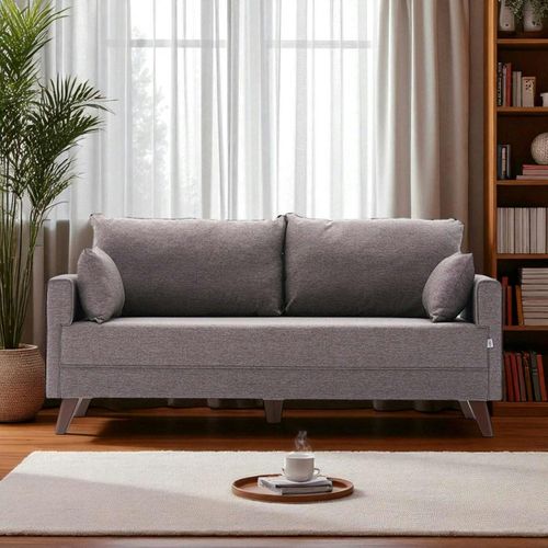 Canapé 2 Places Taupe Clair - Dos Droit Split