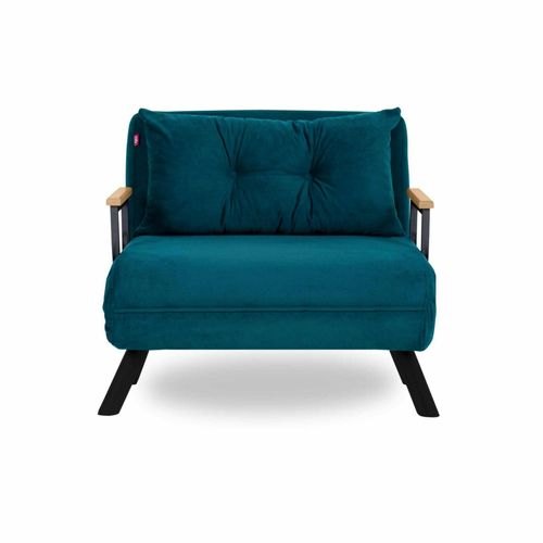 Fauteuil Convertible Bleu Canard - Coussin Assorti Modi