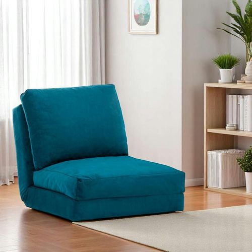 Fauteuil Convertible Bleu Canard - Tissu Modi