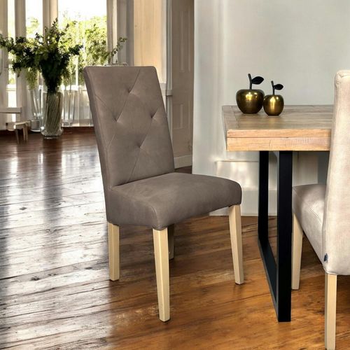 Chaise Salle à Manger Taupe Capitonnée Manoir