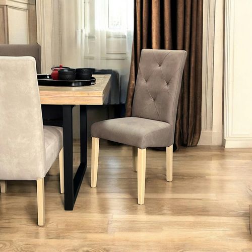 Chaise Salle à Manger Taupe Capitonnée Manoir