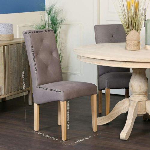 Chaise Salle à Manger Taupe Capitonnée Manoir