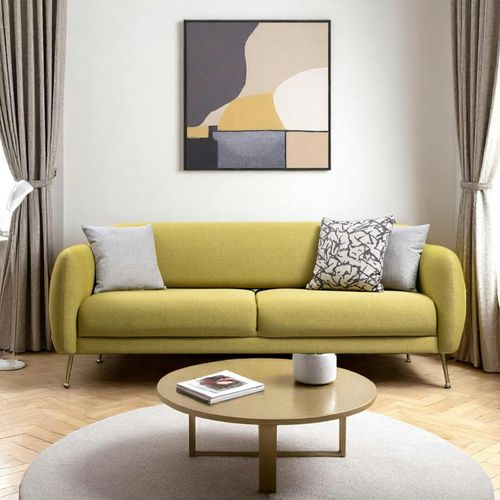 Canapé 3 Places Citron - Lit D'appoint, Pieds Dorés Paimpol