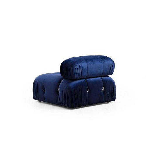 Canapé D'angle Modulable Bleu Nuit - Tissu Velours Ronda