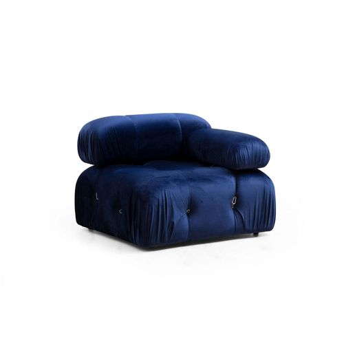 Canapé D'angle Modulable Bleu Nuit - Tissu Velours Ronda