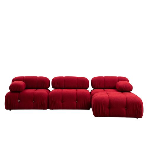 Canapé D'angle Modulable Rouge - Tissu Bouclette Ronda