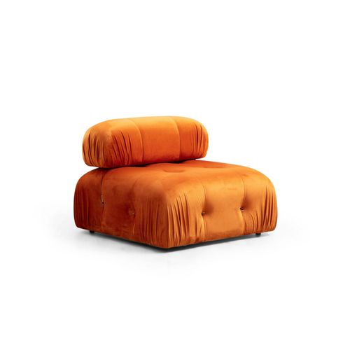 Canapé D'angle Modulable Orange - Tissu Velours Ronda