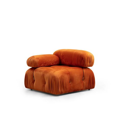Canapé D'angle Modulable Orange - Tissu Velours Ronda