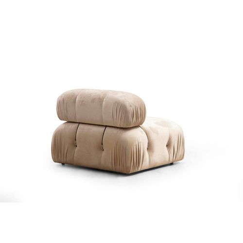 Canapé Modulable 3 Places - Velours Beige Ronda