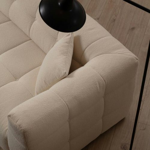 Canapé D'angle Beige - Capitonné, Côté Gauche Ravello