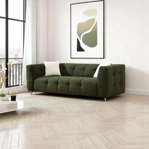 Canapé 3 Places Vert Capitonné Ravello