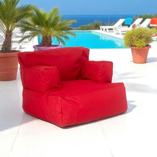 Pouf XXL Extérieur Avec Accoudoirs - Rouge Arta