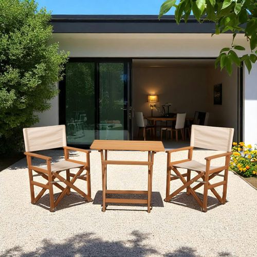 Salon Jardin 2 Places Compact En Bois Talifa