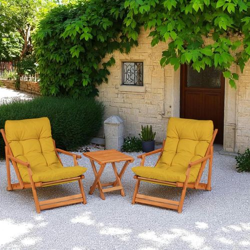 Salon Jardin Détente Jaune - 2 Assises Confort Sora