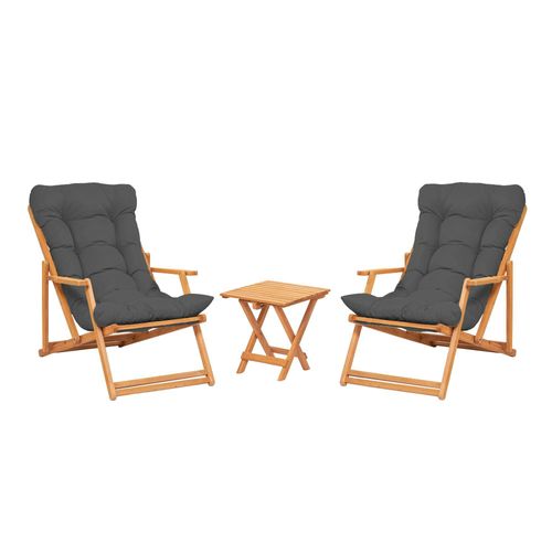 Salon Jardin Détente Gris - 2 Assises Confort Sora