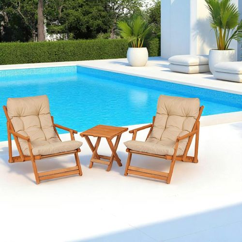 Salon Jardin Détente Beige - 2 Assises Confort Sora