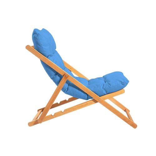 Salon Jardin Détente 2 Places Bleu - Bois Et Toile Sora