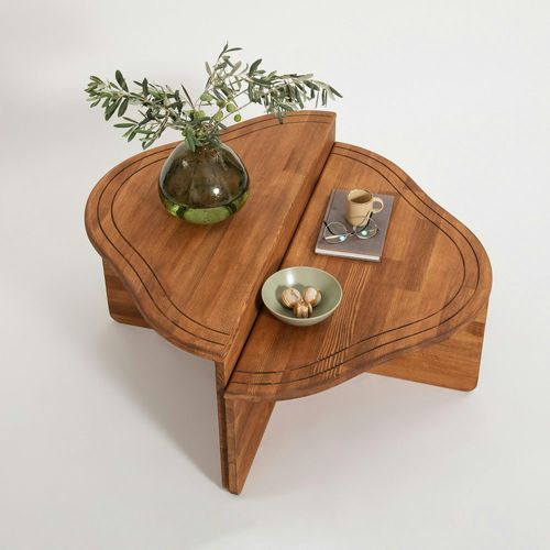 Table Basse En Bois Marron - Organique, 2 Hauteurs Linares