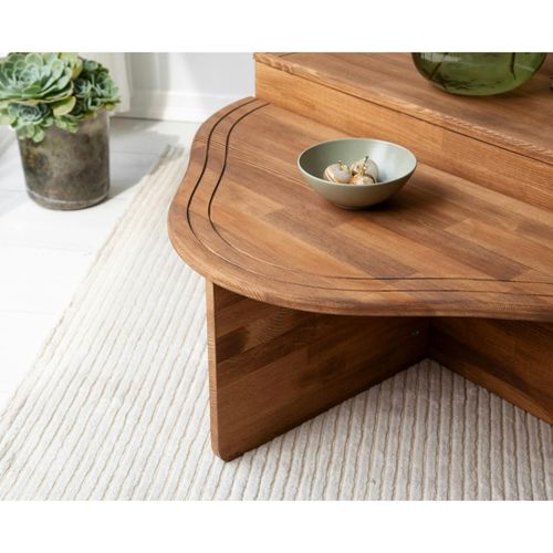 Table Basse En Bois Marron - Organique, 2 Hauteurs Linares
