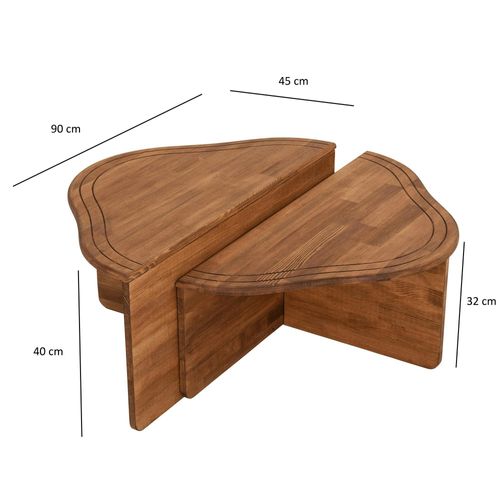 Table Basse En Bois Marron - Organique, 2 Hauteurs Linares