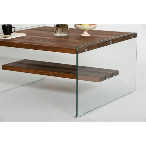 Table Basse Verre Et Bois - Plateaux Marrons Suspendus Lhasa
