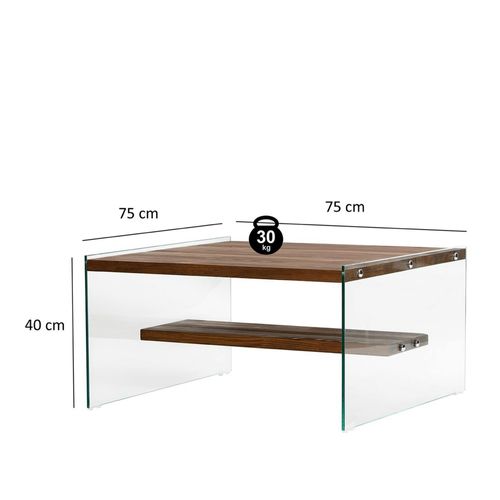 Table Basse Verre Et Bois - Plateaux Marrons Suspendus Lhasa