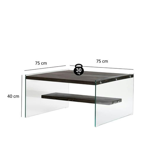 Table Basse Verre Et Bois - Plateaux Gris Suspendus, Lhasa