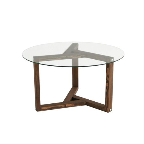 Table Basse En Verre - Pied 3 Branches, Bois Brun Anzio