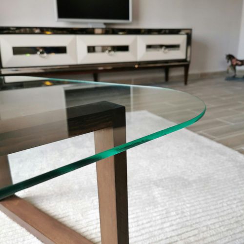 Table Basse En Verre Forme Triangulaire - Pied Labyrinthe Anzio