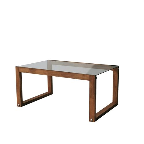 Table Basse Verre Et Bois Brun - Forme Rectangle Lhasa