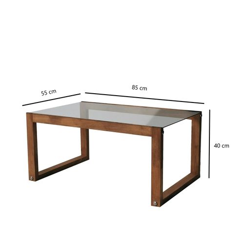 Table Basse Verre Et Bois Brun - Forme Rectangle Lhasa