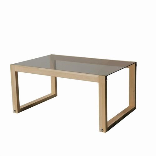 Table Basse Verre Fumé Et Bois Clair - Forme Rectangle Lhasa