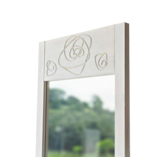 Miroir Vertical Blanc - Motif Rose Hilo