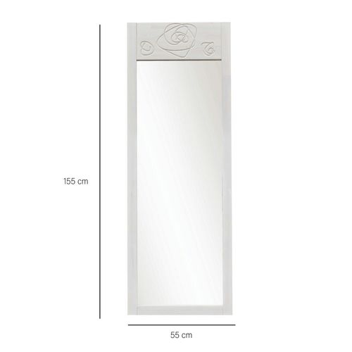 Miroir Vertical Blanc - Motif Rose Hilo