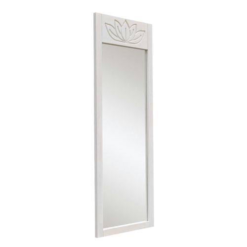 Miroir Vertical Blanc - Motif Lotus, 155 Cm Hilo