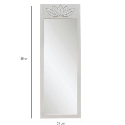 Miroir Vertical Blanc - Motif Lotus, 155 Cm Hilo