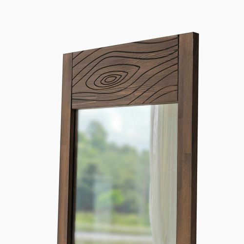 Miroir Vertical En Bois Foncé - Motif Tronc D'arbre Hilo