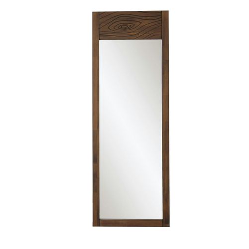 Miroir Vertical En Bois Foncé - Motif Tronc D'arbre Hilo