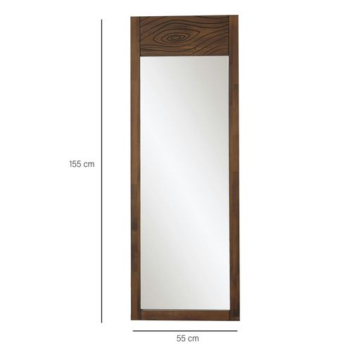Miroir Vertical En Bois Foncé - Motif Tronc D'arbre Hilo