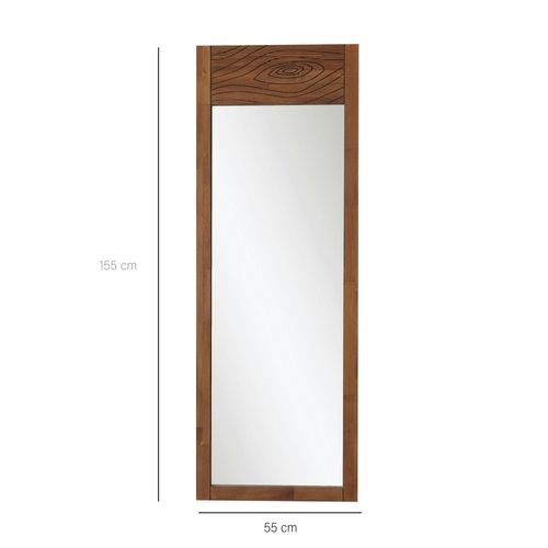 Miroir Vertical En Bois Brun - Motif Tronc D'arbre Hilo