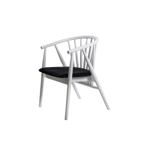 Chaise Blanche à Barreaux - Velours Noir Tena