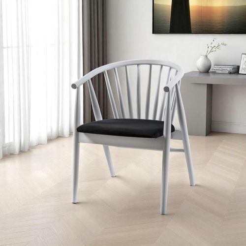 Chaise Blanche à Barreaux - Velours Noir Tena