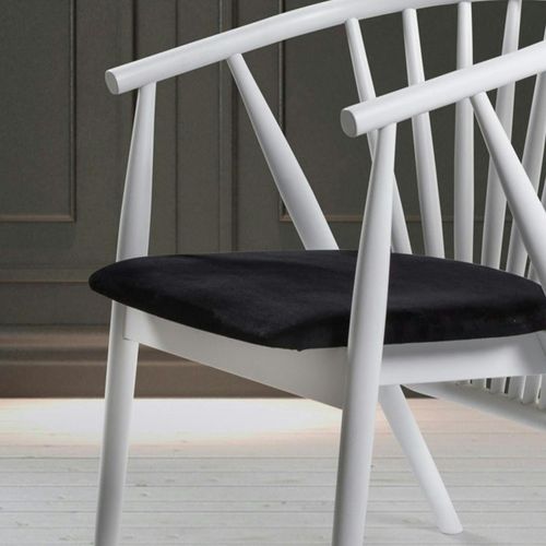 Chaise Blanche à Barreaux - Velours Noir Tena