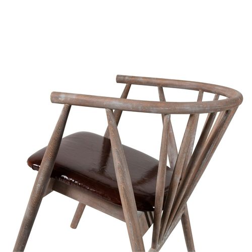 Chaise à Barreaux En Bois Brun - Assise Assortie Tena