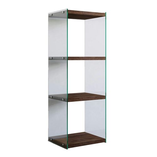 Colonne Vitrine Design - Bois Brun, 4 Plateaux Lhasa