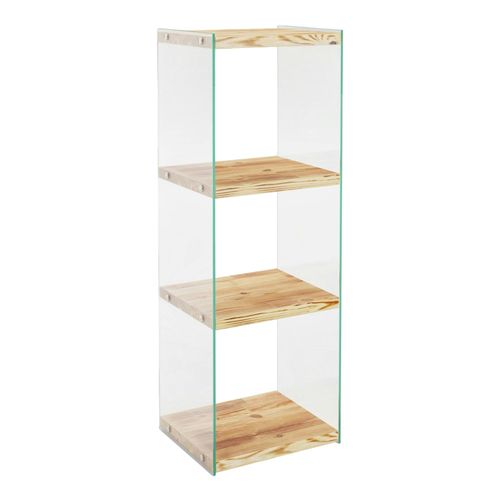 Colonne Vitrine Design - Bois Clair, 4 Plateaux Lhasa