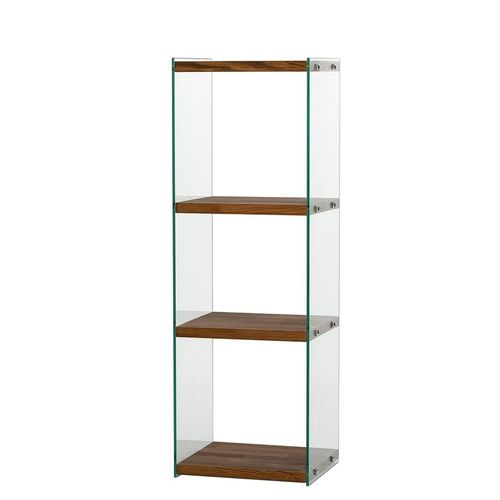 Colonne Vitrine Design - Bois Marron, 4 Plateaux Lhasa