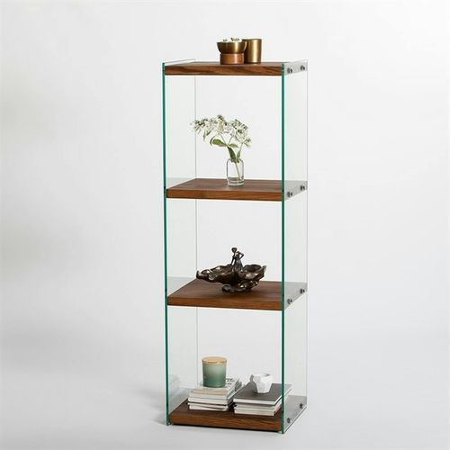 Colonne Vitrine Design - Bois Marron, 4 Plateaux Lhasa